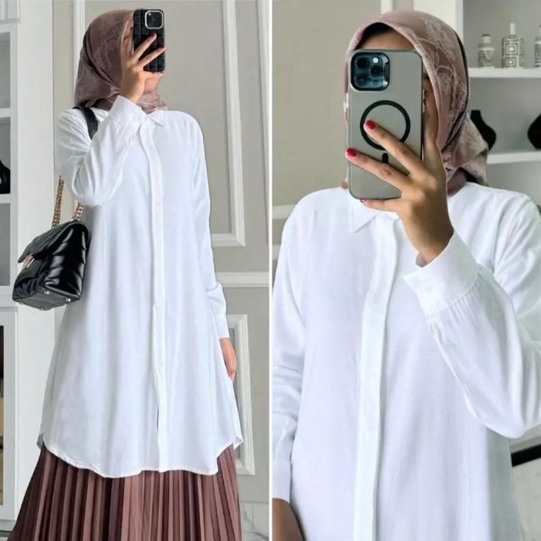 HOT DEALS ALINA Tunik by NK / Kemeja Panjang / Tunik Polos / Tunik Rayon Twill