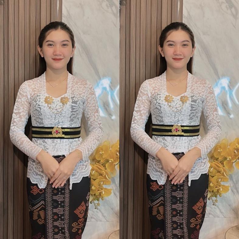 kebaya bali kutubaru modern + kamen jadi motif bahan melar/Setelan kebaya + rok moscrepe motif bahan