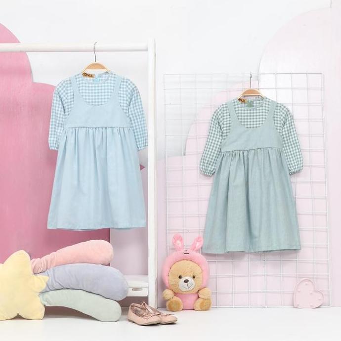 Okeajalah- Pakaian Muslim Anak Perempuan Kaureen Baju Dress Katun Kotak