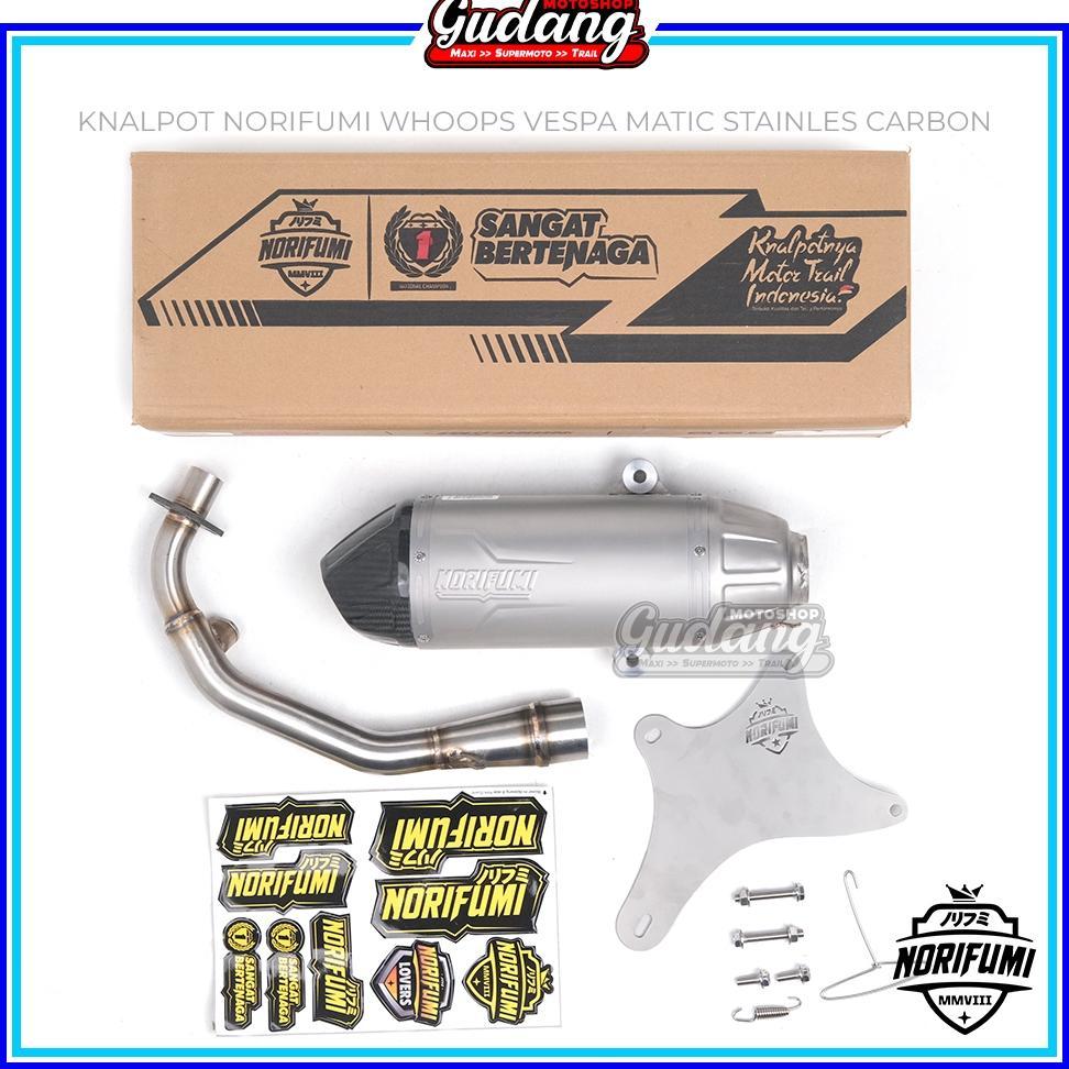 Knalpot Norifumi Whoops Vespa Matic Stainless Carbon Vespa Sprint Prima S LX125 GTS 150 Matic [S2]