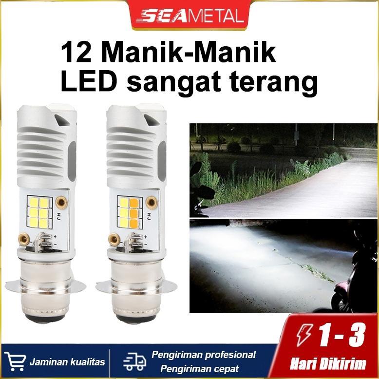 Viral  Seametal Lampu Led Motor Super Terang H6 M5 P15D Bohlam Lampu Depan Sepeda Motor Led Canbus 1