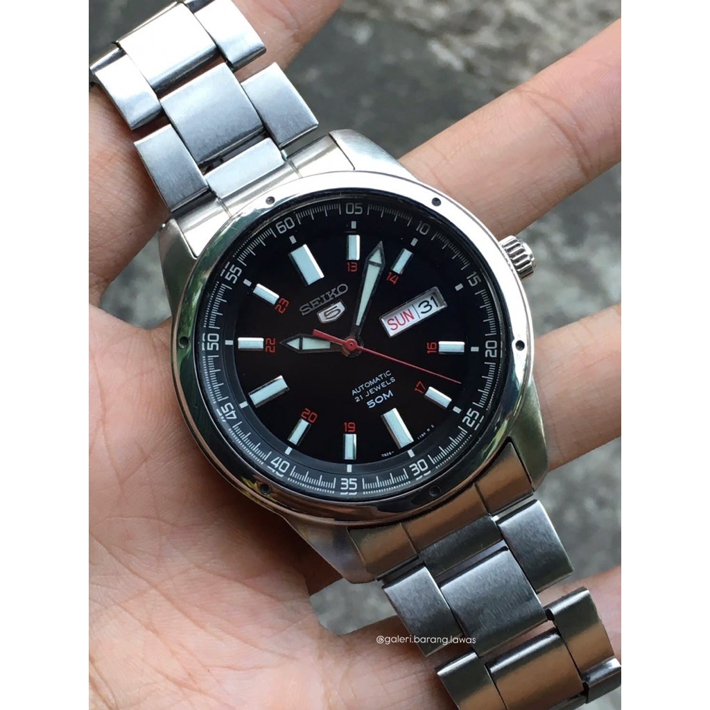 SEIKO 5 SNKN55 BIG SIZE BLACK DIAL AUTOMATIC 21 JEWELS REF.7S26-04A0 MEN’S WATCH DAY-DATE | ENGLISH-