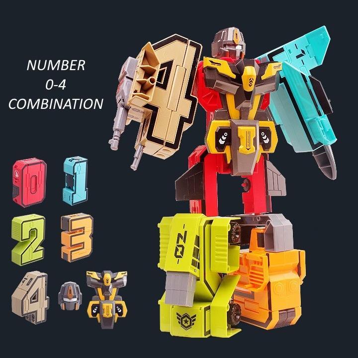[LOGU] Mainan Robot Transformer Angka, Mainan robot angka berubah bentuk, Mechman angka