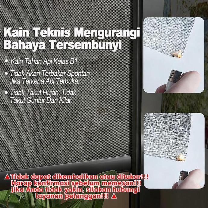 TERLARIS ROLLER BLIND TIRAI GULUNG OUTDOOR ELEKTRIK BLACKOUT 60% GORDEN BIASA MURAH BERNAPAS KAIN TE