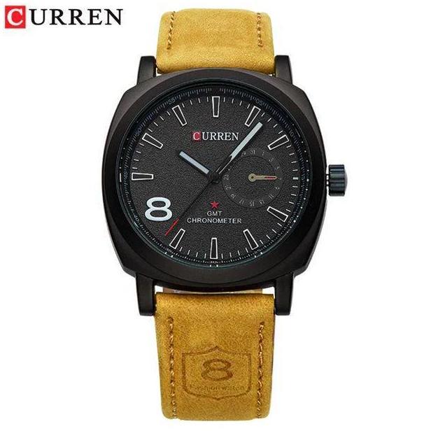 Boshi- Jam Tangan Pria Analog Tali Kulit Curren 8139
