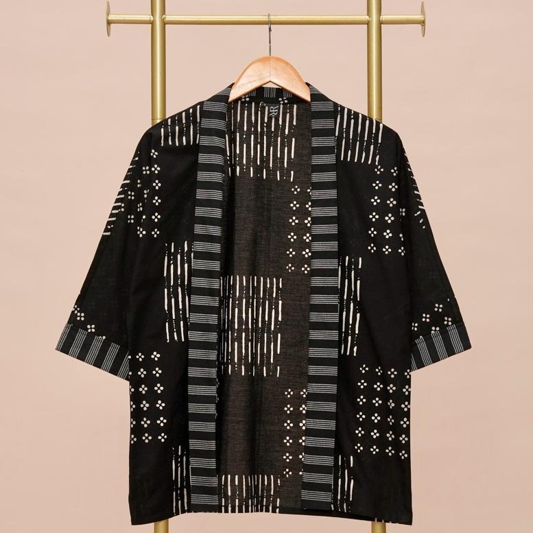 Outer/Cardigan Pria Krisna Hitam Katun Batik
