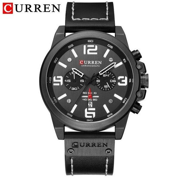 Boshi- Jam Tangan Pria Analog Tali Kulit Chronograph Curren 8314