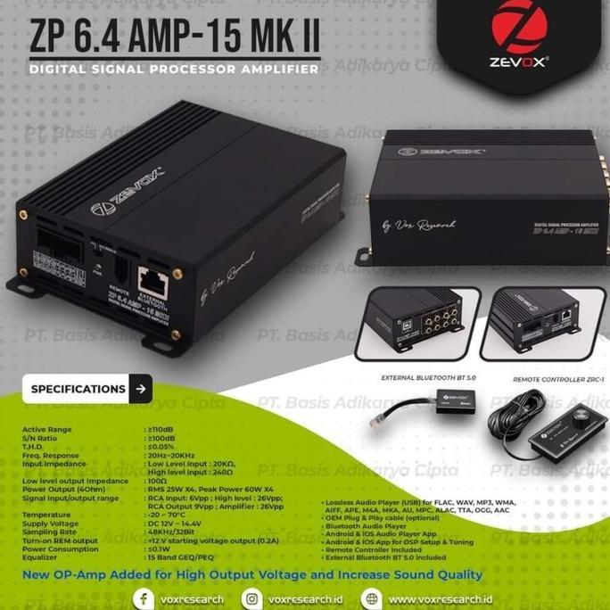 Processor zevox zp6.4amp15mkII - dsp zevox zp 6.4 amp 15 mk2 - zp 6.4