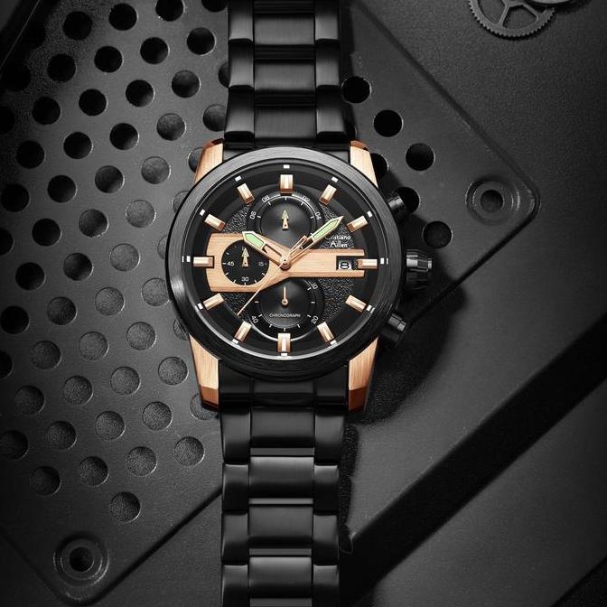 Boshi- Cristiano Aillen Jam Tangan Pria Analog 8889 Rantai Stainless Steel Chronograph Kaca Sapphire