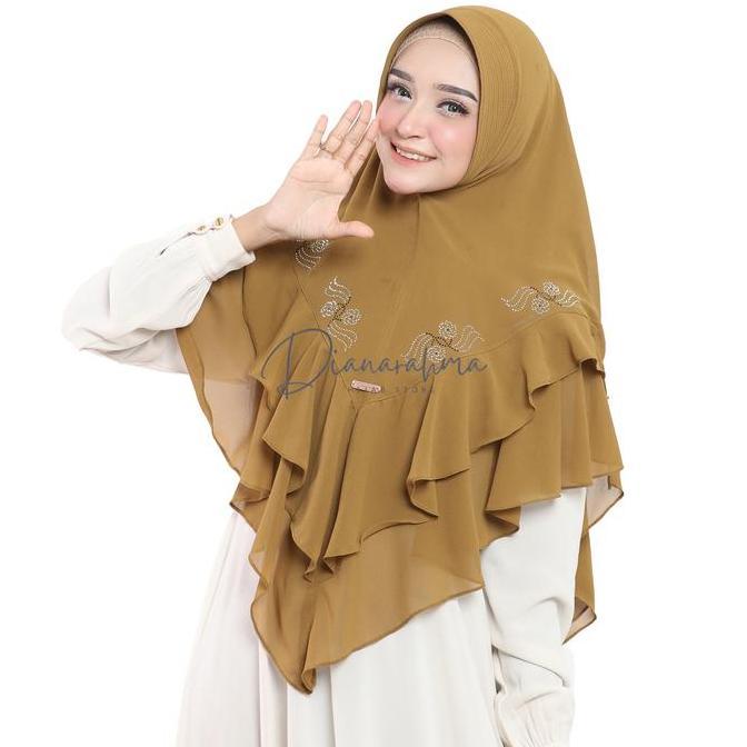 Heddosu- Ns Hijab - Jilbab Hijab Instan Khimar Syar'I Ceruti Babydoll 2 Layer Kerudung Rempel Payet 