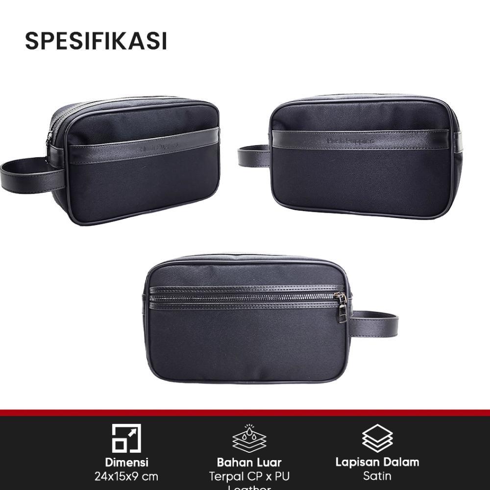 BEST DEALS Tas Pouch Pria Hush Puppies 718 Hitam | Clutch Bag Travel Pria Waterproof Premium