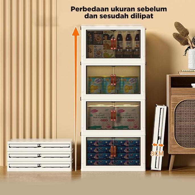 Container Box Lipat Lemari Susun Plastik Serbaguna Lemari Pakaian Lipat Box Baju Susun Storage Cabin