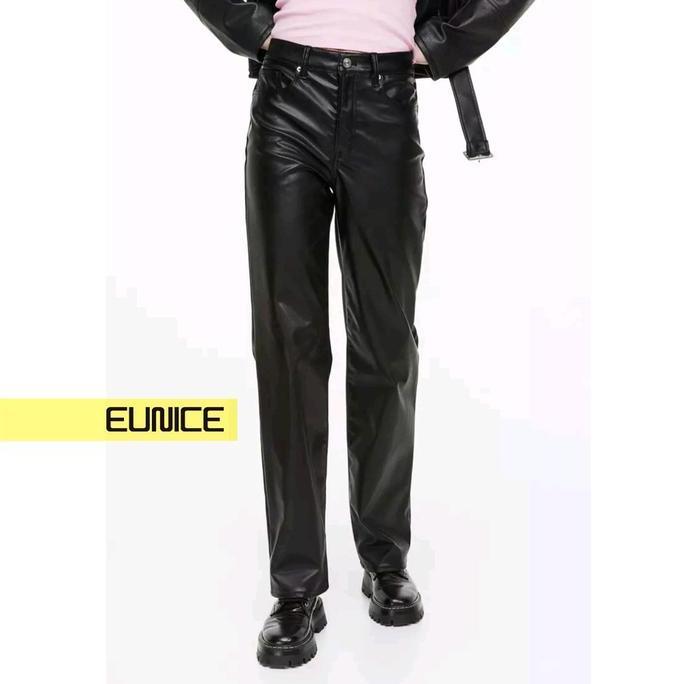 EUNICE CELANA KULIT WANITA HHWAIST FAUX LEATHER PANTS STRAHT