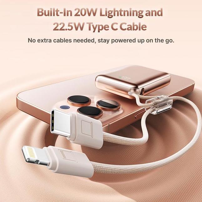 Uneed Mini Powerbank 10Mah Pd Qc 22.5W With Built In Cable Pixie Box X2 Upb425
