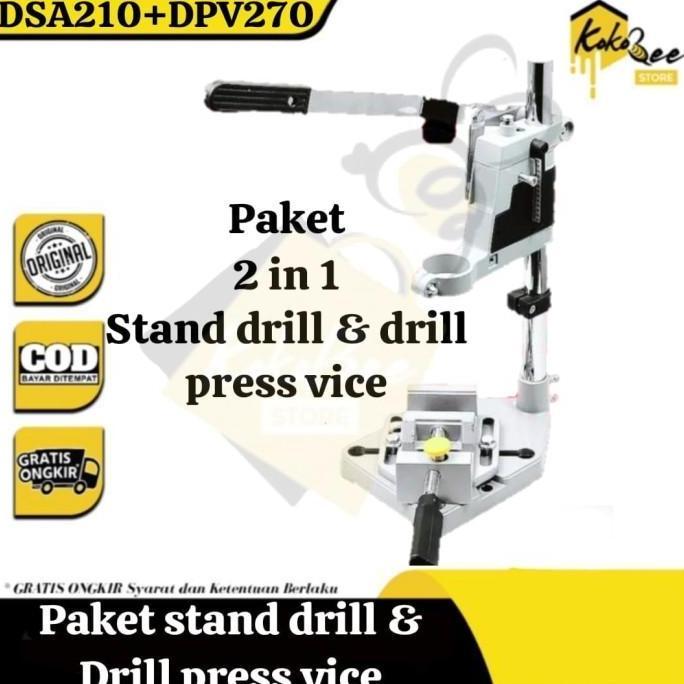 Hab Paket Stand Drill Dudukan Bor Tangan Dan Drill Press Vice Clamp Drill Stand Stan Bor Tangan Peny