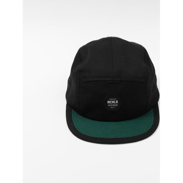 RCKLS. Topi 5 Panel Distro Pria | topi cowok Classic Visor Pendek Black - Break Hitam Army