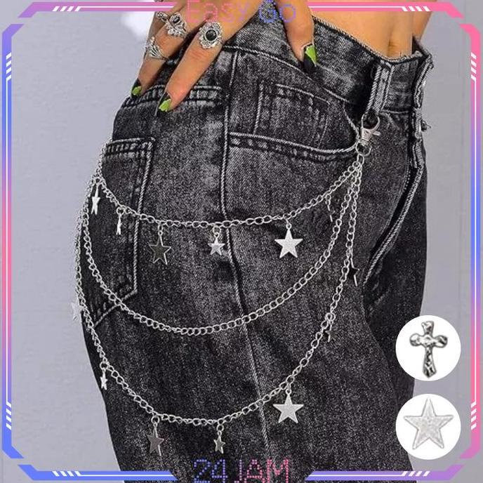 Aksesoris Rantai Celana Punk Rantai Celana Jeans Hip Hop Rantai Celana Vintage 3 Layer Chain Celana