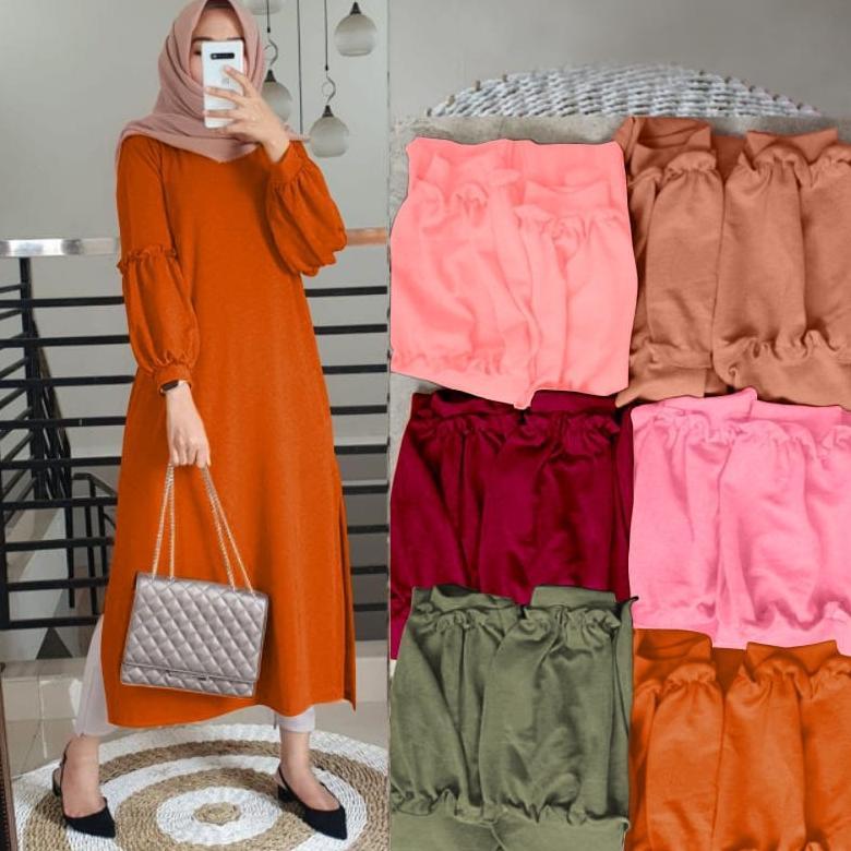 PROMO GR LONG TUNIK CELY JUMBO PREMIUM TUNIK BABYTERRY TANGAN BALON