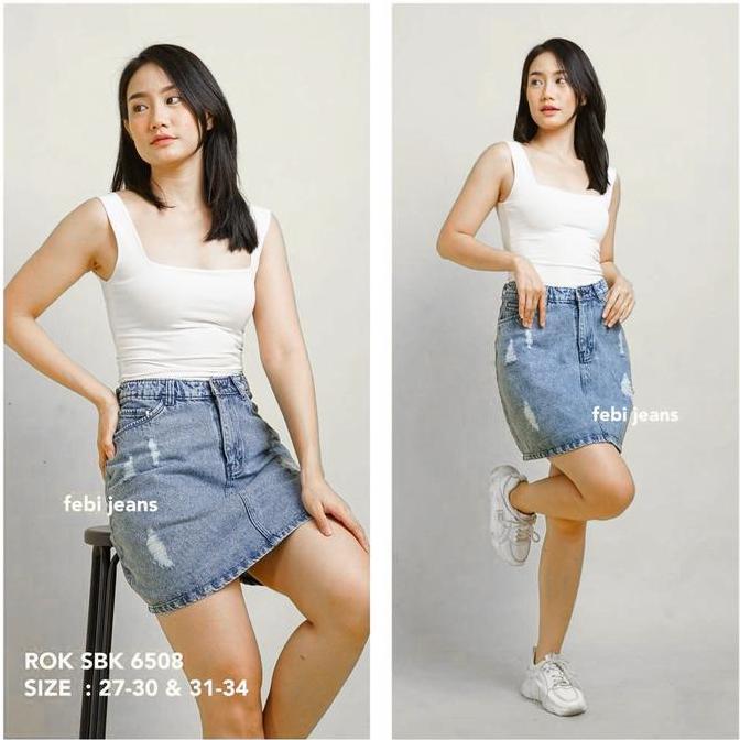 Rok Jeans Pendek Mini Sobek Ripped 27-34