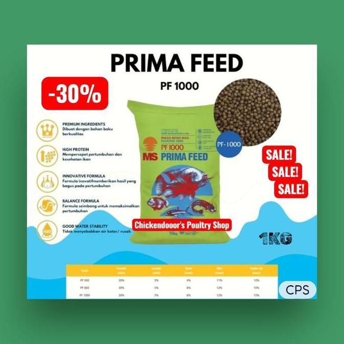 Fisch- Prima Feed Pakan Pf 1000 Pf1000 1Kg Pelet Ikan Benih Bibit Lele Gurame Nila 1Kg Pellet 1.3-1.