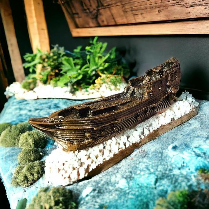 Fisch- Hiasan Aquarium Kapal Karam Bajak Laut Tenggelam