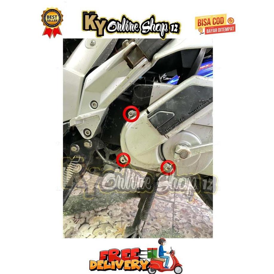 Baut Cover Cvt Kiri ( 3 Baut ) Model 2 Kunci Yamaha Nouvo Z Lele Vietkong Elegance Lx Sx Karbu Tahun