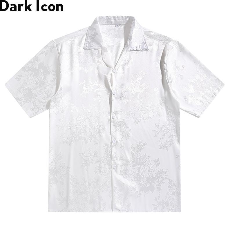 BESTPROMO Dark Icon Kemeja Hitam Satin Pria Lengan Pendek Vintage Kemeja Cowok Oversize Shirt Men Pu