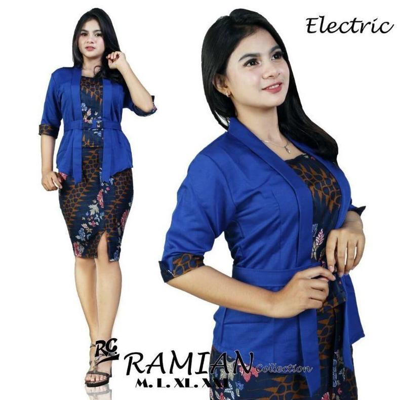 NEW PRODUCT Set Baju Kebaya Modern Batik Kutubaru Pendek Pita Etp Warna Maroon Pakaian Tradisional U