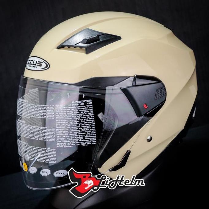 TERLARIS ZEUS ZS611 SOLID HELMET | IVORY | ZS 611 OPEN FACE DOUBLE VISOR