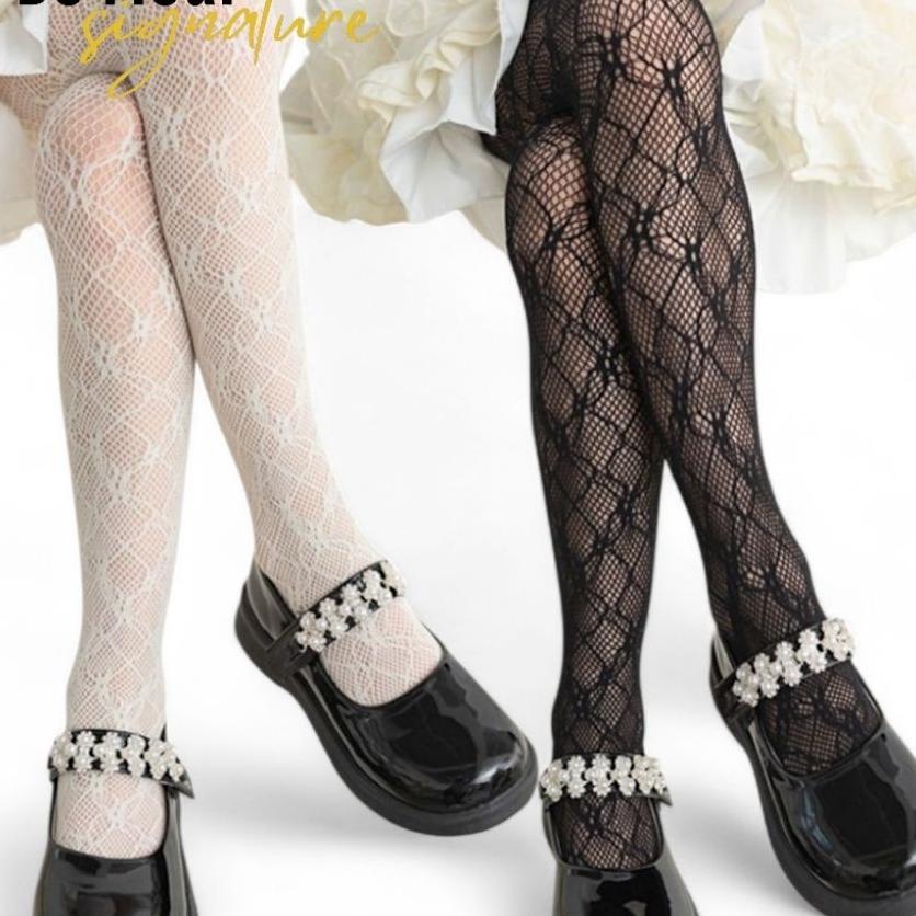 Dfs _ Kids Net Fashion Stocking - Stocking Anak  Perempuan Motif Net Bunga, Model Celana - Warna Hit