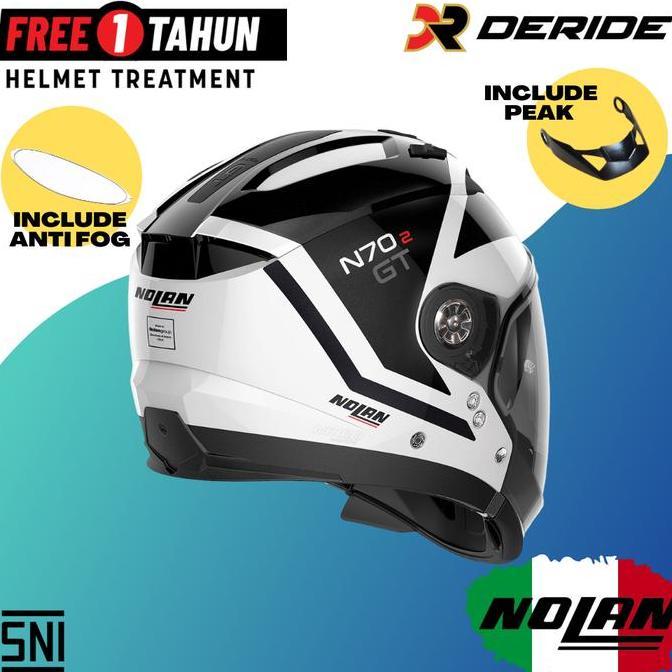 TERLARIS NOLAN N70-2 GT COL. 049 GLARING N-COM METAL WHITE HELM CROSS OVER SNI