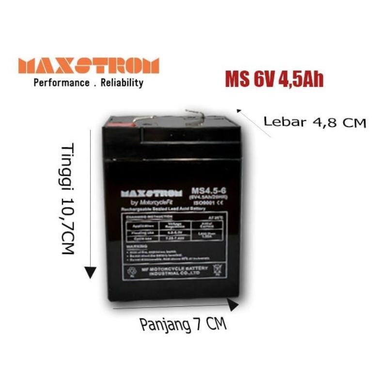 aki kering 6v 4.5ah / aki emergency /aki timbangan 6v4.5ah / aki kering VRLA MAXSTROM 6V4.5AH