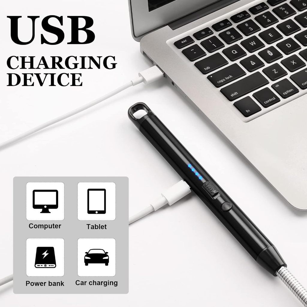 Pematik Korek Api Elektrik Torch / Tangkai Putar 360 Rechargeable Usb Cable Windproof Electric Light