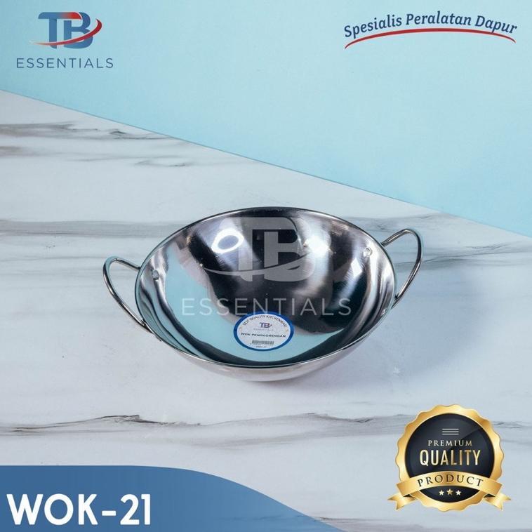 [Cm] Wajan Wok Stainless Steel Uk 21,24,26,28,30,32 Cm
