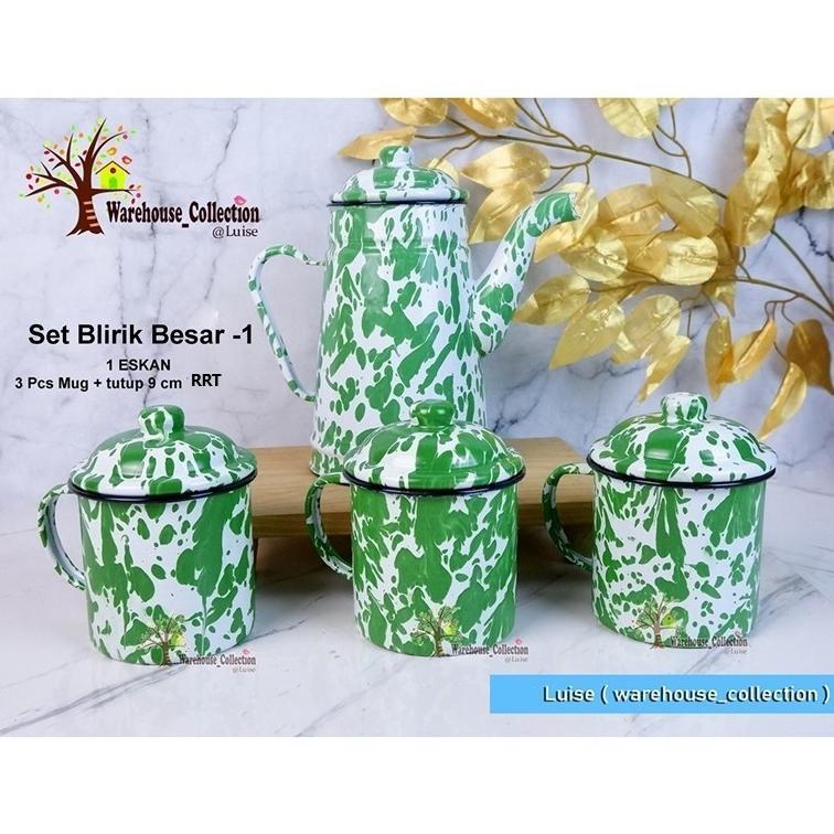 SET TEKO DAN MUG / TEKO SET ESKAN + MUG 9CM / SET ESKAN BLIRIK  / TEKO DAN CANGKIR SET JADUL / SET J