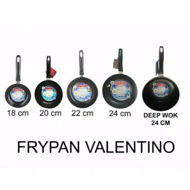 Teflon Maxim Valentino Original 12Cm 18Cm 20Cm 22Cm 24Cm 26Cm Free Bubblewrap+ Dos Frypan Maxim Peng