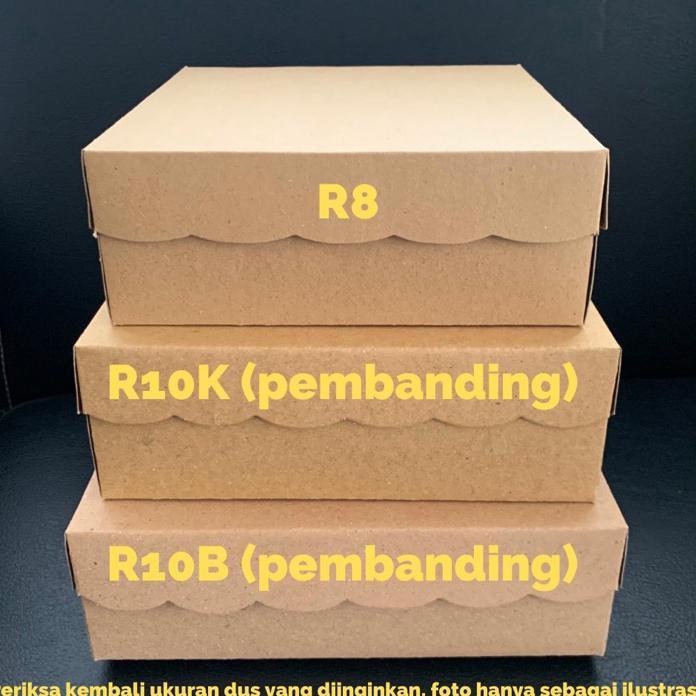 (100 Pcs) Dus Kue / Kotak Makan Nasi R8 18Cm X 18Cm X 7Cm Kraft Cokelat (Ketebalan 330Gram) Finishin