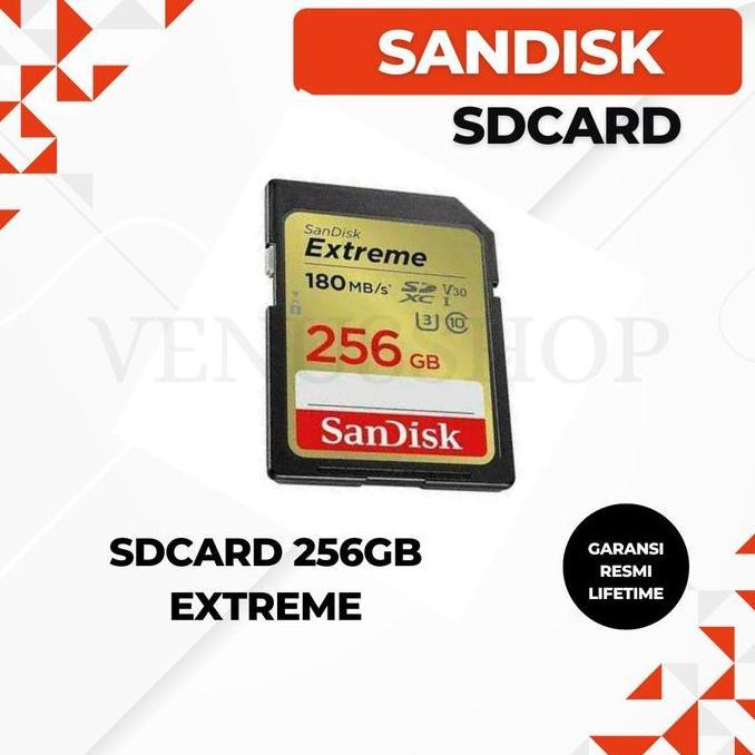 TERBARU - SANDISK SDCARD EXTREME 256GB SPEED 180MB/S - SANDISK SDCARD EXTREME 256GB 180MBS