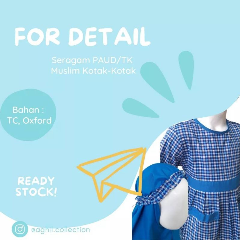 Seragam Tk/Paud Muslim Kotak-Kotak Baju Tk/Paud Muslim Kotak-Kotak Biru