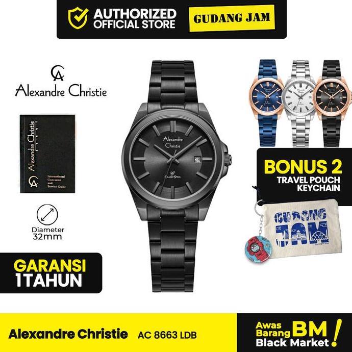 Jam Tangan Cewek Alexandre Christie AC 8663 LDB Stainless Steel Strap