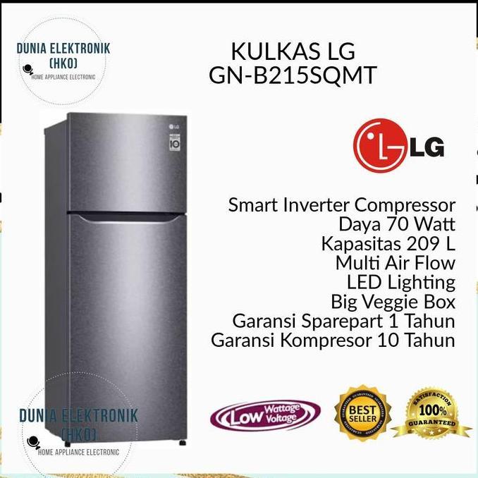 KULKAS LG GN-B215SQMT LEMARI ES 2 PINTU INVERTER | lg gn b215sqmt