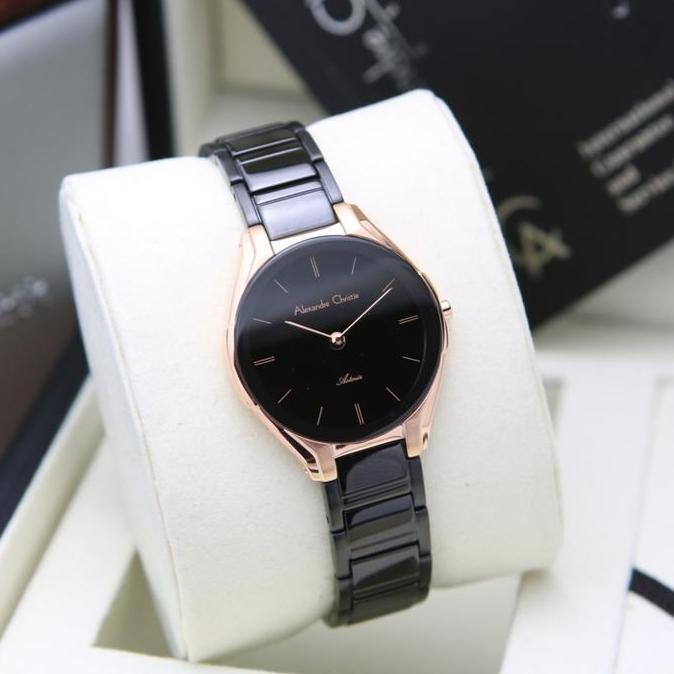 JAM TANGAN WANITA ALEXANRE CHRISTIE AC 8610 BLACK ROSEGOLD ORINAL