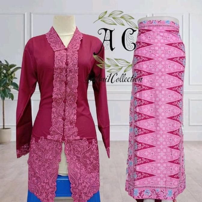 Andini Collection Setelan Kebaya Encim Super Jumbo Ld 140 Atasan Dress Wanita Katun Model Kancing Ba