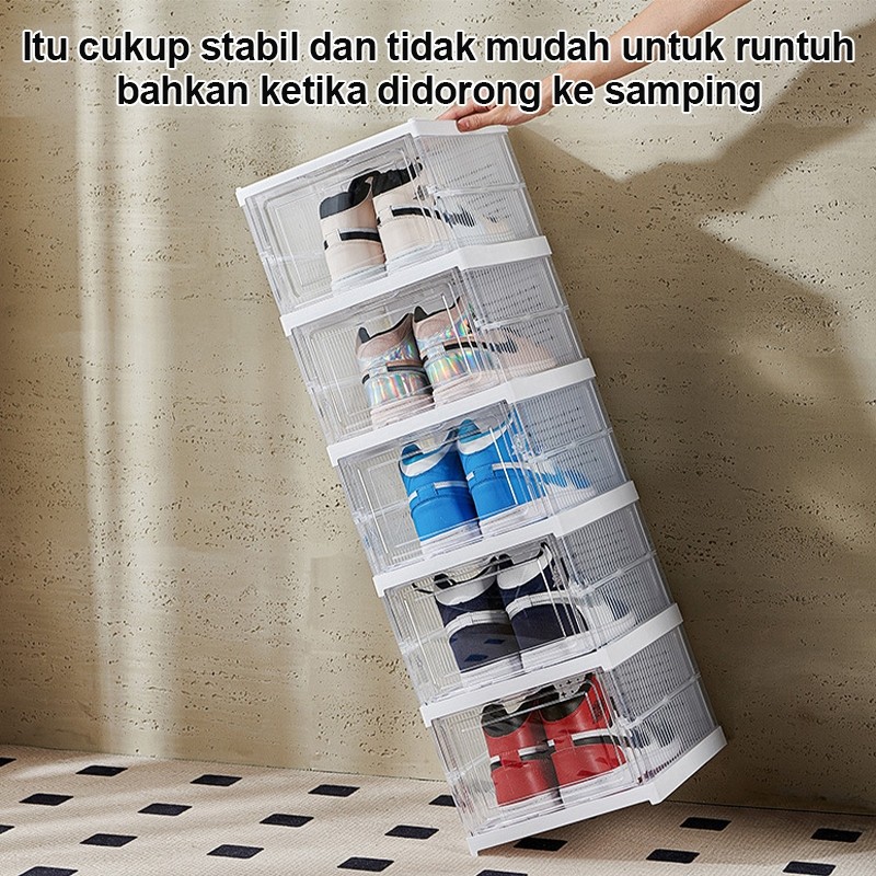 Kotak Sepatu Lipat Rak Sepatu Lipat Lemari Sepatu Lipat Kotak Sepatu Transparan Plastik Lemari Multi