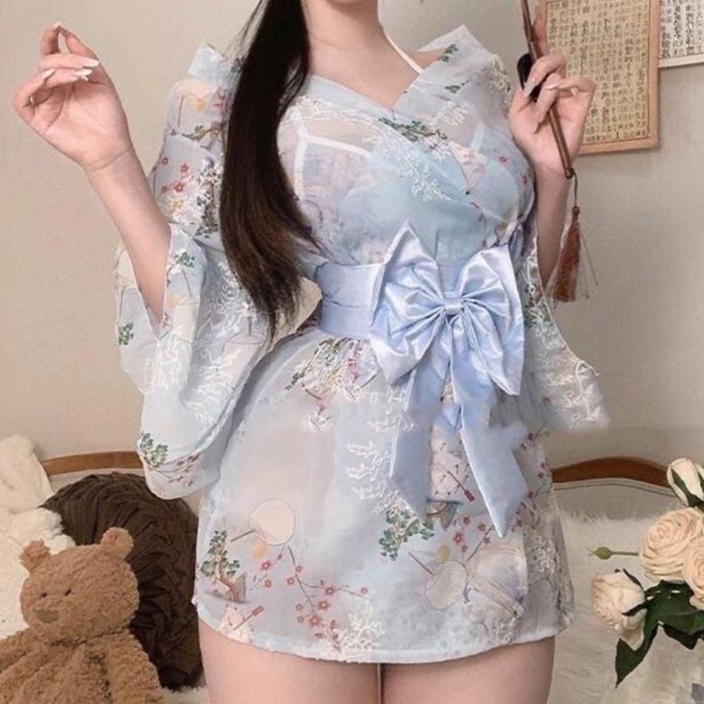 HOT DEALS Lingerie Sexy Kimono Dewasa Chiffon Lembut Baju Tidur Seksi Wanita Hot Baju Tidur Transpar