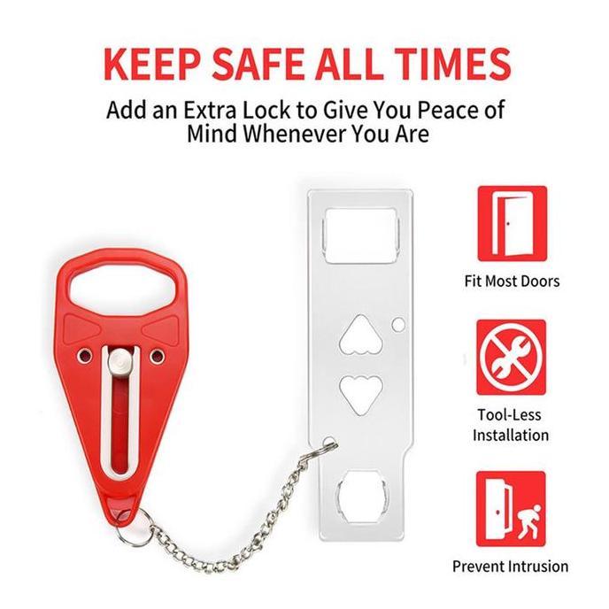 CRAINI Portable Door Lock/ Kunci Pintu Anti-Maling,Kunci Ganda Pintu Kamar/Anak Cewek Keamanan Kunci