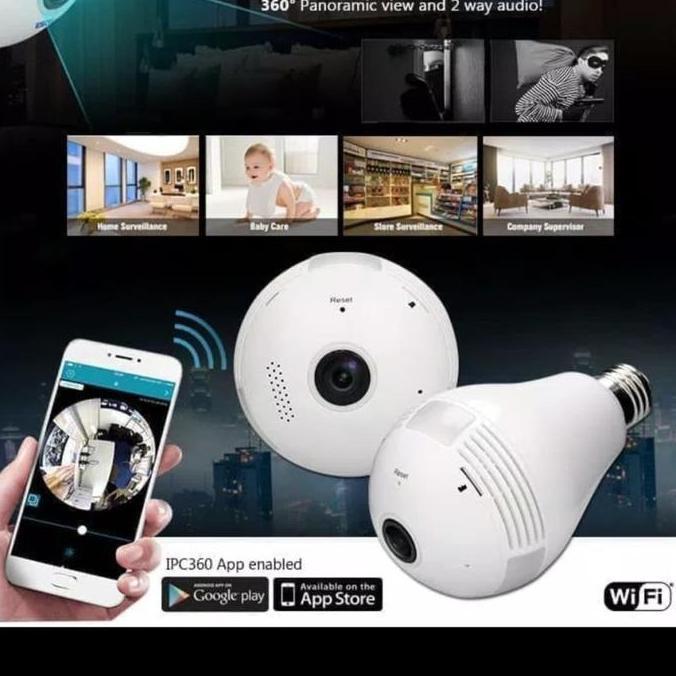 ODONTY CCTV BULB WIFI IP PANORAMIC camera v380 lampu bohlam VR spy cam owlcam