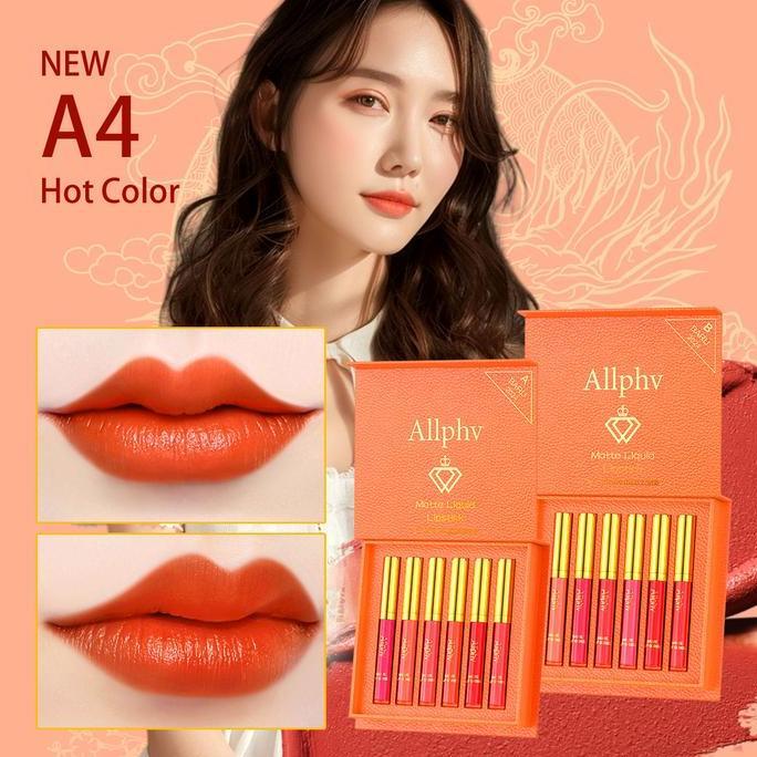 Labbro- [Bpom](6Pcs) Allphv Matte Lipstick Set Lipstik Ombre Paket 6Pcs Terproof Lip Set Berry Bibir