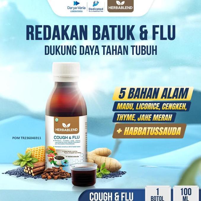 Herbablend Cough & Flu (1 botol x 100 ml) Suplemen Kesehatan Habbatussauda | obat batuk herbal | oba