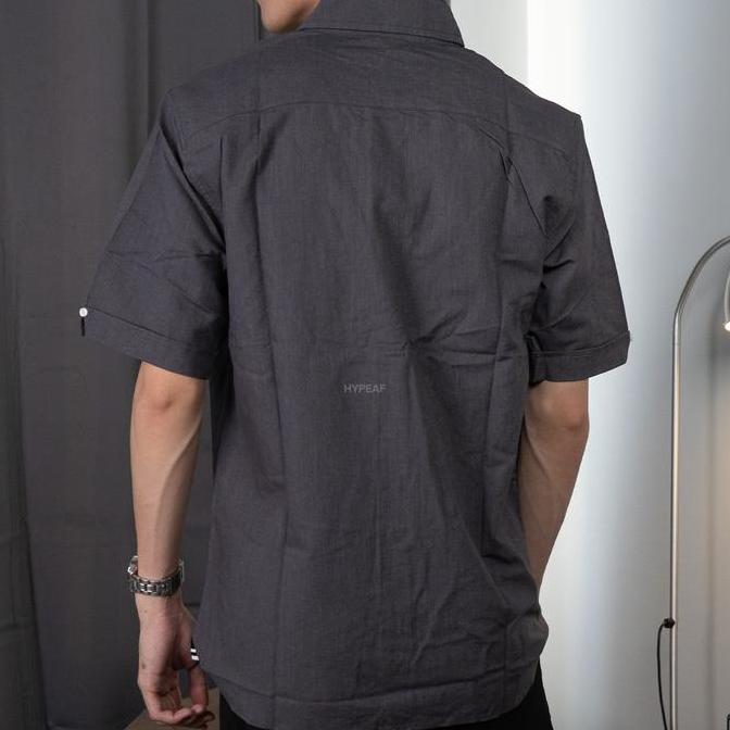 FRED PERRY Dark Grey Short Sleeve Oxford Shirt Kemeja Lengan Pendek Orinal